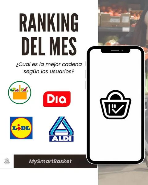 Ranking del mes: cuál es la mejor cadena de supermercados según los usuarios, con los logos de Mercadona, Día, Lidl y Aldi